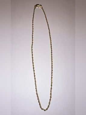 Italian 925 Sterling Silver 2mm Rope Chain 16”Gold Plated